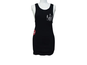 極美品 CHROME HEARTS クロムハーツ タンクトップ ノースリーブ サイズM FOTI フォティ スカルプリント ブラック 中古 4b003345 