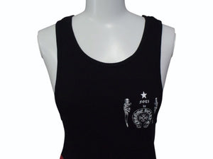 極美品 CHROME HEARTS クロムハーツ タンクトップ ノースリーブ サイズM FOTI フォティ スカルプリント ブラック 中古 4b003345 