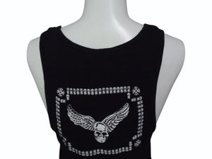 極美品 CHROME HEARTS クロムハーツ タンクトップ ノースリーブ サイズM FOTI フォティ スカルプリント ブラック 中古 4b003345 