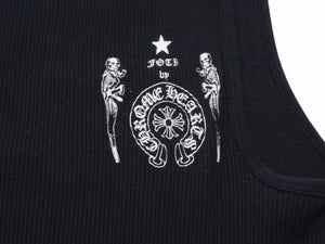 極美品 CHROME HEARTS クロムハーツ タンクトップ ノースリーブ サイズM FOTI フォティ スカルプリント ブラック 中古 4b003345 