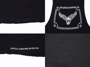 極美品 CHROME HEARTS クロムハーツ タンクトップ ノースリーブ サイズM FOTI フォティ スカルプリント ブラック 中古 4b003345 