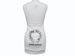 CHROME HEARTS クロムハーツ タンクトップ サイズM CHクロス ホースシュー プリント NEW YORK ホワイト 美品 中古 4b003347