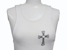 Load image into Gallery viewer, CHROME HEARTS クロムハーツ タンクトップ サイズM CHクロス ホースシュー プリント NEW YORK ホワイト 美品 中古 4b003347