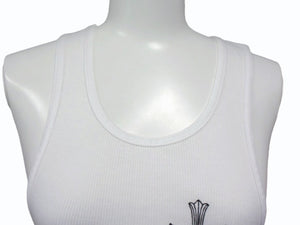 CHROME HEARTS クロムハーツ タンクトップ CHクロス ホースシューロゴ アメリカ製 コットン ブラック ホワイト サイズM 美品 中古 4b003349 