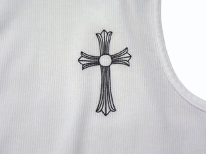 CHROME HEARTS クロムハーツ タンクトップ CHクロス ホースシューロゴ アメリカ製 コットン ブラック ホワイト サイズM 美品 中古 4b003349 