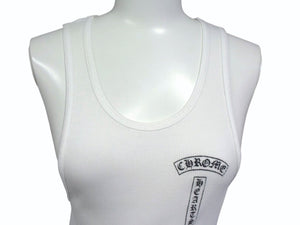 CHROME HEARTS クロムハーツ タンクトップ サイズM ケルティッククロススクロールラベルロゴ プリント ホワイト 美品 中古 4b003350 