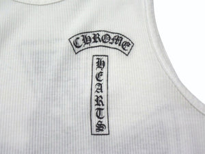 CHROME HEARTS クロムハーツ タンクトップ サイズM ケルティッククロススクロールラベルロゴ プリント ホワイト 美品 中古 4b003350 