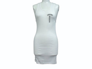 極美品 CHROME HEARTS クロムハーツ タンクトップ サイズM ケルティッククロス スクロールラベル プリント ホワイト 中古 4b003351 