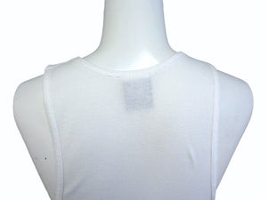 極美品 CHROME HEARTS クロムハーツ タンクトップ サイズM ケルティッククロス スクロールラベル プリント ホワイト 中古 4b003351 