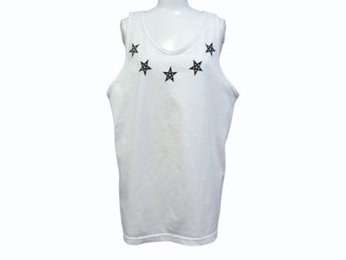 CHROME HEARTS クロムハーツ タンクトップ ノースリーブ 5Pスター USA製 コットン ホワイト ブラック サイズM 美品 中古 4b003352 