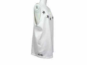 CHROME HEARTS クロムハーツ タンクトップ ノースリーブ 5Pスター USA製 コットン ホワイト ブラック サイズM 美品 中古 4b003352 