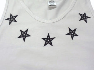 CHROME HEARTS クロムハーツ タンクトップ ノースリーブ 5Pスター USA製 コットン ホワイト ブラック サイズM 美品 中古 4b003352 
