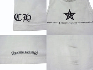 CHROME HEARTS クロムハーツ タンクトップ ノースリーブ 5Pスター USA製 コットン ホワイト ブラック サイズM 美品 中古 4b003352 