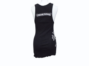 CHROME HEARTS クロムハーツ タンクトップ CHクロス ホースシューロゴ アメリカ製 コットン ブラック ホワイト サイズM 良品 中古 4b003353 