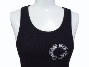 CHROME HEARTS クロムハーツ タンクトップ CHクロス ホースシューロゴ アメリカ製 コットン ブラック ホワイト サイズM 良品 中古 4b003353 