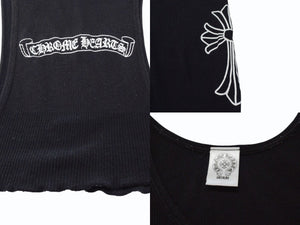 CHROME HEARTS クロムハーツ タンクトップ CHクロス ホースシューロゴ アメリカ製 コットン ブラック ホワイト サイズM 良品 中古 4b003353 