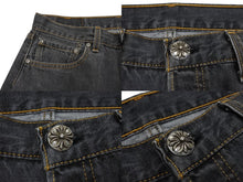 画像をギャラリービューアに読み込む, 未使用 CHROME HEARTS クロムハーツ デニムパンツ ジーンズ サイズ33 Levi&#39;s リーバイス 501 クロスボール グレー 中古 4b003356 