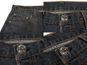 未使用 CHROME HEARTS クロムハーツ デニムパンツ ジーンズ サイズ33 Levi's リーバイス 501 クロスボール グレー 中古 4b003356 