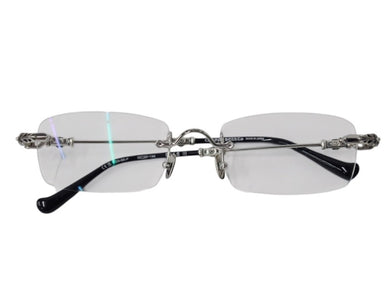 極美品 CHROME HEARTS クロムハーツ PILLS III メガネ シルバー925 55☐20-144 アイウェア フローラル CHプラス スクエア シルバー金具 中古 4b003357