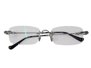 極美品 CHROME HEARTS クロムハーツ PILLS III メガネ シルバー925 55☐20-144 アイウェア フローラル CHプラス スクエア シルバー金具 中古 4b003357