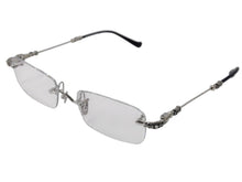 Load image into Gallery viewer, 極美品 CHROME HEARTS クロムハーツ PILLS III メガネ シルバー925 55☐20-144 アイウェア フローラル CHプラス スクエア シルバー金具 中古 4b003357