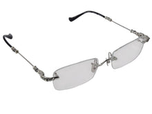 Load image into Gallery viewer, 極美品 CHROME HEARTS クロムハーツ PILLS III メガネ シルバー925 55☐20-144 アイウェア フローラル CHプラス スクエア シルバー金具 中古 4b003357