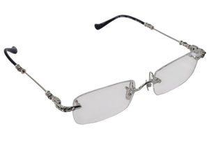 極美品 CHROME HEARTS クロムハーツ PILLS III メガネ シルバー925 55☐20-144 アイウェア フローラル CHプラス スクエア シルバー金具 中古 4b003357