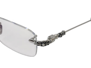 極美品 CHROME HEARTS クロムハーツ PILLS III メガネ シルバー925 55☐20-144 アイウェア フローラル CHプラス スクエア シルバー金具 中古 4b003357