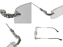 Load image into Gallery viewer, 極美品 CHROME HEARTS クロムハーツ PILLS III メガネ シルバー925 55☐20-144 アイウェア フローラル CHプラス スクエア シルバー金具 中古 4b003357
