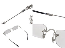 Load image into Gallery viewer, 極美品 CHROME HEARTS クロムハーツ PILLS III メガネ シルバー925 55☐20-144 アイウェア フローラル CHプラス スクエア シルバー金具 中古 4b003357