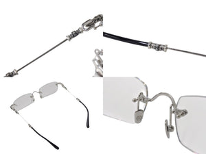 極美品 CHROME HEARTS クロムハーツ PILLS III メガネ シルバー925 55☐20-144 アイウェア フローラル CHプラス スクエア シルバー金具 中古 4b003357
