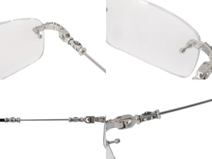 極美品 CHROME HEARTS クロムハーツ PILLS III メガネ シルバー925 55☐20-144 アイウェア フローラル CHプラス スクエア シルバー金具 中古 4b003357