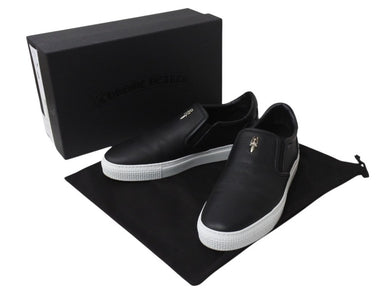 極美品 CHROME HEARTS クロムハーツ バレー スリッポン ダガー CHプラス レザーラバー サイズ43 シルバー金具 ブラック 中古 4b003358 
