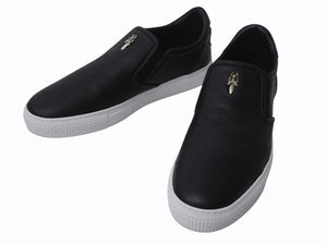 極美品 CHROME HEARTS クロムハーツ バレー スリッポン ダガー CHプラス レザーラバー サイズ43 シルバー金具 ブラック 中古 4b003358 
