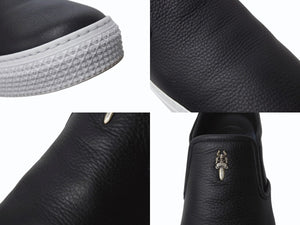 極美品 CHROME HEARTS クロムハーツ バレー スリッポン ダガー CHプラス レザーラバー サイズ43 シルバー金具 ブラック 中古 4b003358 