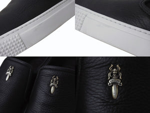 極美品 CHROME HEARTS クロムハーツ バレー スリッポン ダガー CHプラス レザーラバー サイズ43 シルバー金具 ブラック 中古 4b003358 
