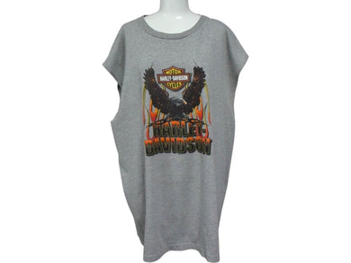 HARLEY DAVIDSON ハーレーダビッドソン ノースリーブTシャツ COLONIAL グレー ブラウン レッド イエロー サイズ2XL 美品 中古 4b003370