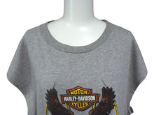Load image into Gallery viewer, HARLEY DAVIDSON ハーレーダビッドソン ノースリーブTシャツ COLONIAL グレー ブラウン レッド イエロー サイズ2XL 美品 中古 4b003370