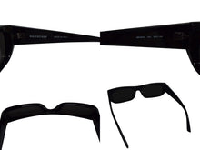 Load image into Gallery viewer, BALENCIAGA バレンシアガ SHIELD RECTANGLE サングラス ブラック プラスチック ロゴ アイウェア スクエア 99☐1-140 BB0080S シルバー金具 美品 中古 4b003371