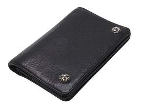CHROME HEARTS クロムハーツ 2ジップ クロスボタンズ ブラック ヘビーレザー ウォレット 財布 レザー シルバー925 黒 美品 中古 4b003378 