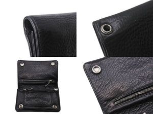CHROME HEARTS クロムハーツ 2ジップ クロスボタンズ ブラック ヘビーレザー ウォレット 財布 レザー シルバー925 黒 美品 中古 4b003378 