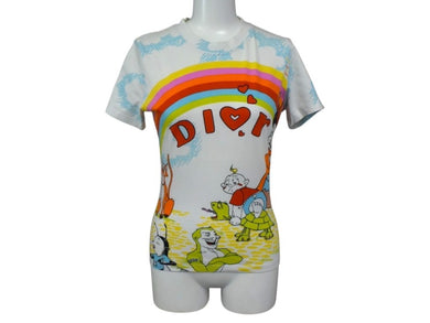 Christian Dior クリスチャンディオール ガリアーノ期 総柄プリント Ｔシャツ 2P12155023 コットン ホワイト サイズ6 美品 中古 4b003382