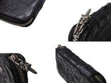 画像をギャラリービューアに読み込む, CHROME HEARTS クロムハーツ バンクローバーセ メタリクロス ラウンドジップレザーウォレット 二つ折り財布 レザー シルバー925 ブラック 美品 中古 4b003383 