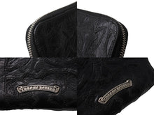 画像をギャラリービューアに読み込む, CHROME HEARTS クロムハーツ バンクローバーセ メタリクロス ラウンドジップレザーウォレット 二つ折り財布 レザー シルバー925 ブラック 美品 中古 4b003383 