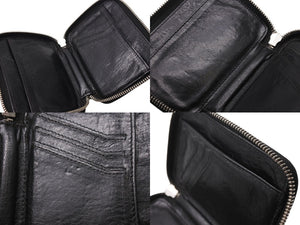 CHROME HEARTS クロムハーツ バンクローバーセ メタリクロス ラウンドジップレザーウォレット 二つ折り財布 レザー シルバー925 ブラック 美品 中古 4b003383 