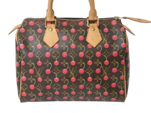 極美品 LOUIS VUITTON ルイヴィトン モノグラムチェリー スピーディ25 ハンドバッグ M95009 村上隆 ブラウン 中古 4b003388