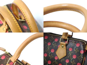 極美品 LOUIS VUITTON ルイヴィトン モノグラムチェリー スピーディ25 ハンドバッグ M95009 村上隆 ブラウン 中古 4b003388