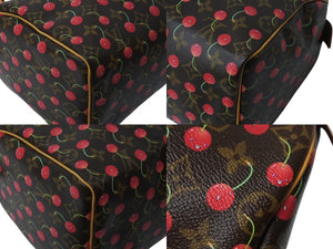 極美品 LOUIS VUITTON ルイヴィトン モノグラムチェリー スピーディ25 ハンドバッグ M95009 村上隆 ブラウン 中古 4b003388