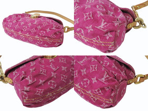 極美品 LOUIS VUITTON ルイヴィトン ミニプリーティ ワンショルダーバッグ M95216 モノグラム デニム ピンク 中古 4b003394
