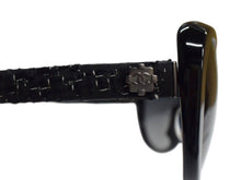 Load image into Gallery viewer, CHANEL シャネル ツイード サングラス ブラック プラスチック アイウェア ココマーク 小物 56☐17 5241 シルバー金具 美品 中古 4b003395